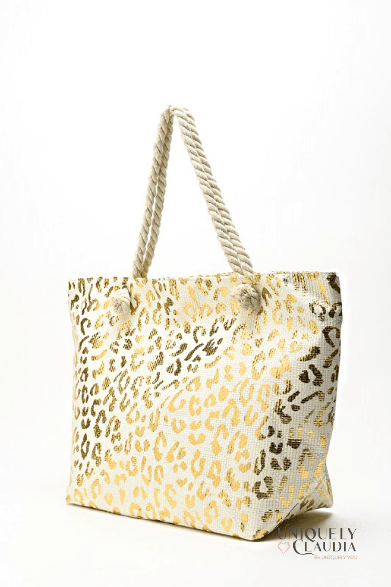 On the Wild Side Gold Leopard Print Tote - UNIQUELY CLAUDIA