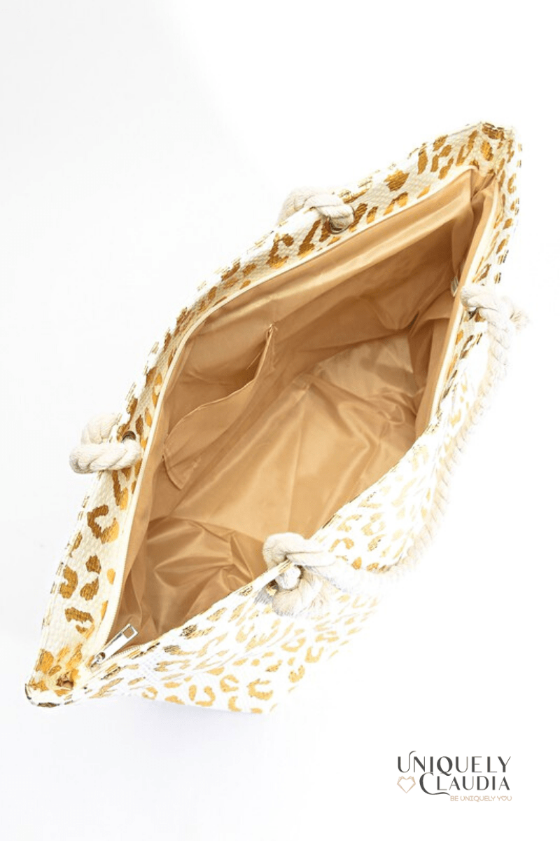 On the Wild Side Gold Leopard Print Tote - UNIQUELY CLAUDIA