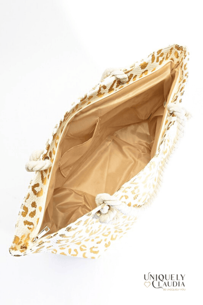 On the Wild Side Gold Leopard Print Tote - UNIQUELY CLAUDIA