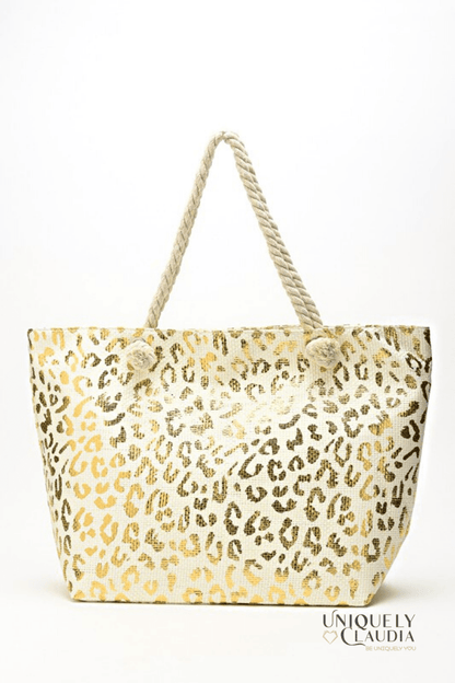 On the Wild Side Gold Leopard Print Tote - UNIQUELY CLAUDIA