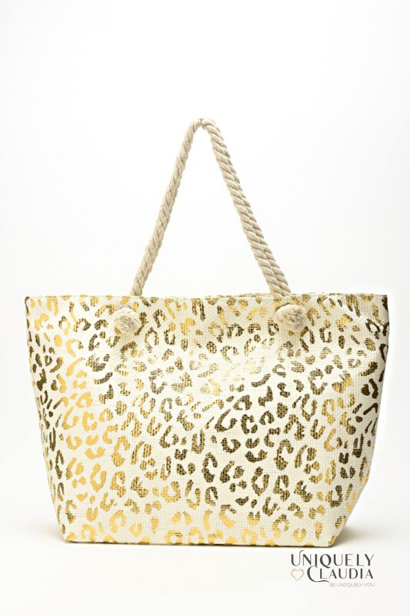 On the Wild Side Gold Leopard Print Tote - UNIQUELY CLAUDIA