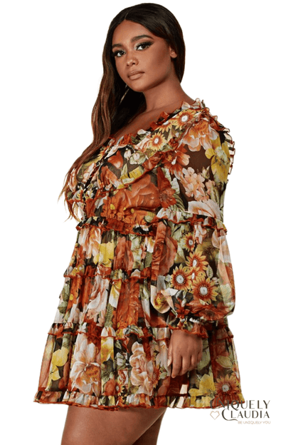 EDGY PLUS: Lilly Floral Print Dress - UNIQUELY CLAUDIA