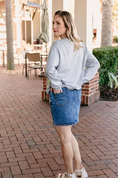 Women's Tops | Amanda Sequined Hearts Gray Pullover Sweatshirt | Uniquely Claudia Boutique