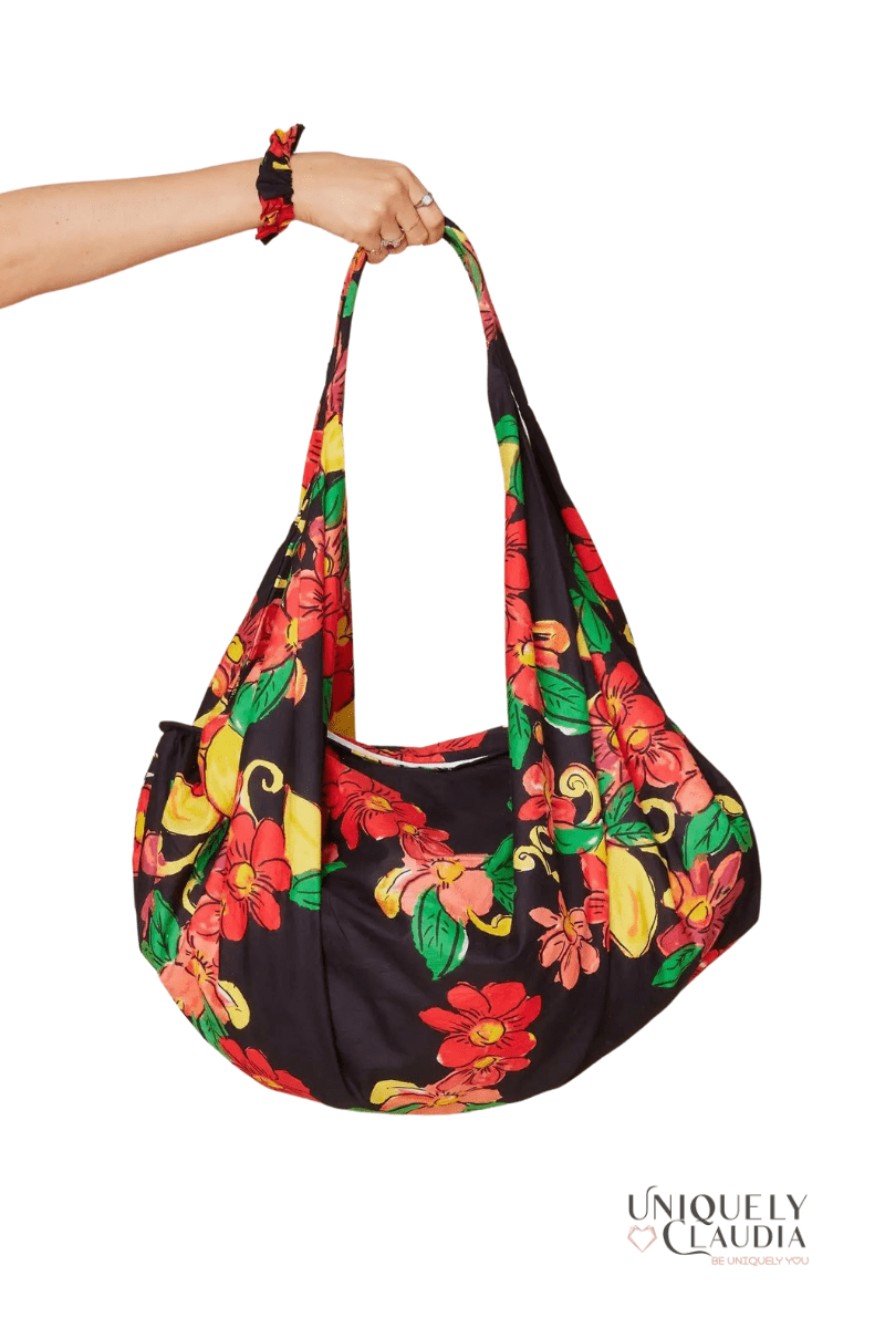 Susana Black Citrus Floral Shoulder Bag - UNIQUELY CLAUDIA