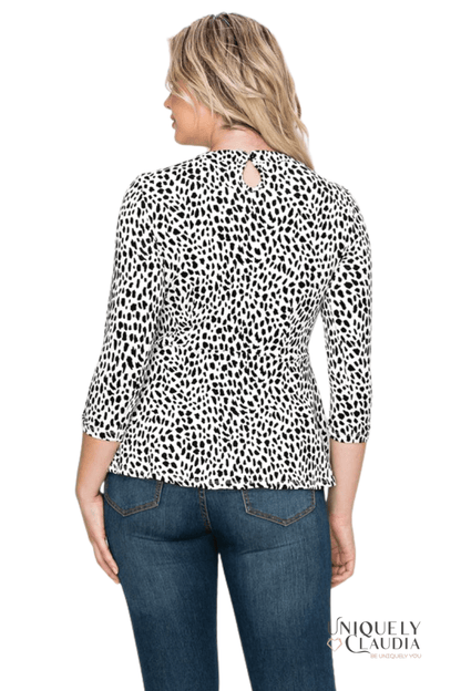 Aspen Embellished Neck Collar Peplum Top - UNIQUELY CLAUDIA