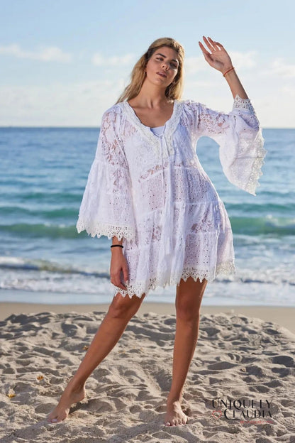 Resort Wear | Ximena Lace Summer Cover Up Dress | Uniquely Claudia Boutique
