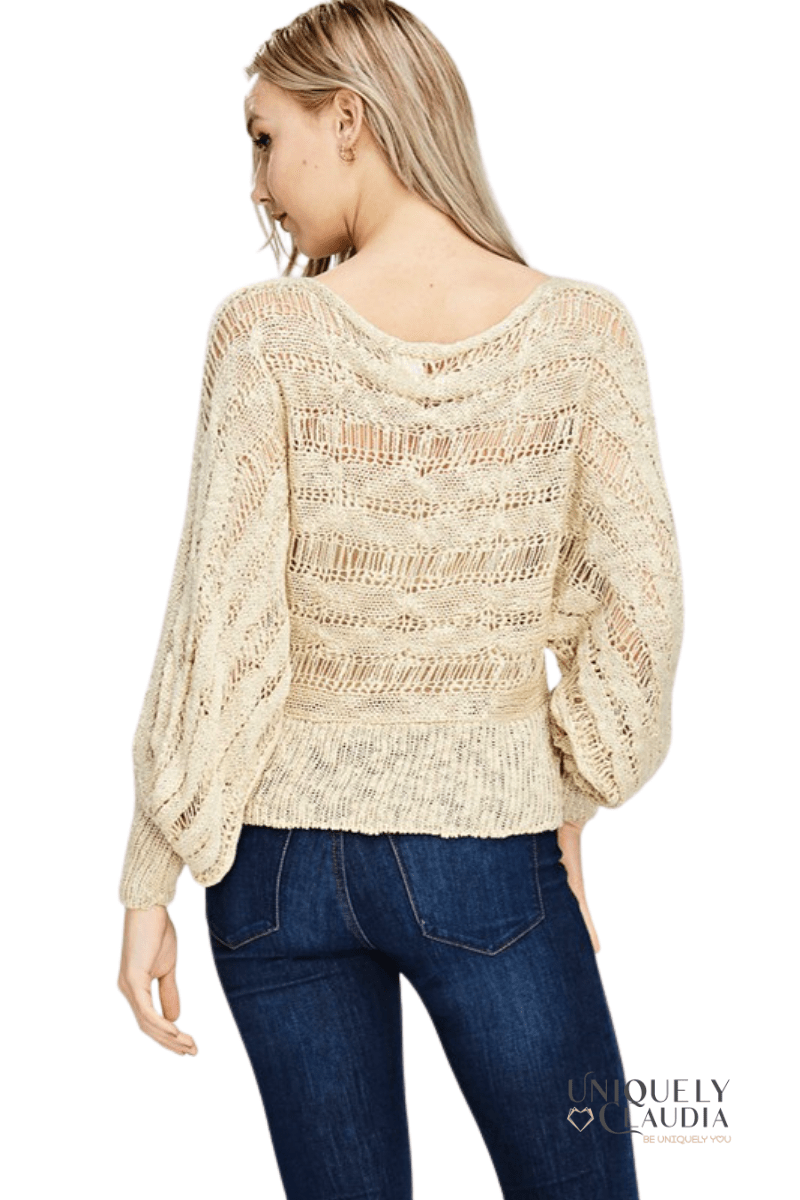 Tara Open Knit Textured Sheer Top - UNIQUELY CLAUDIA