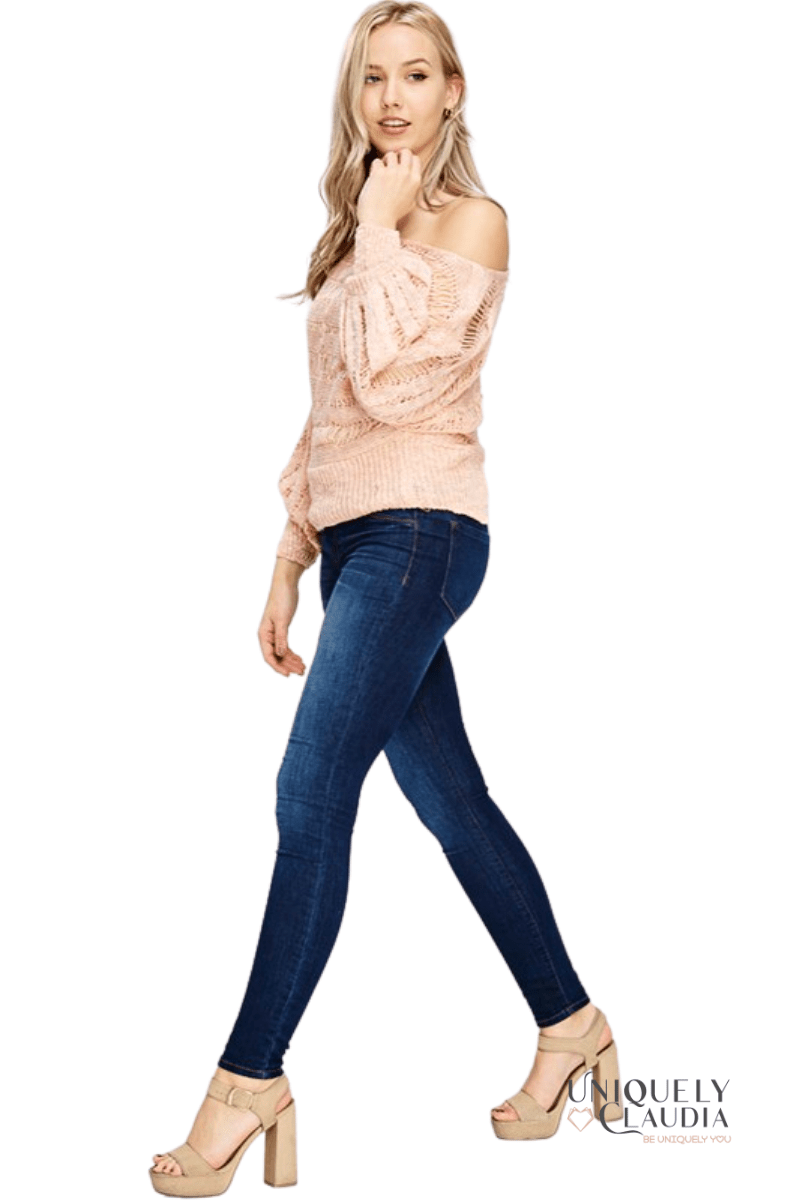 Tara Open Knit Textured Sheer Top - UNIQUELY CLAUDIA