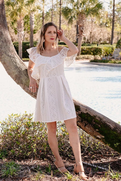 Women's Summer Dress | Christen Asymmetrical One-Shoulder White Lace Dress | Uniquely Claudia