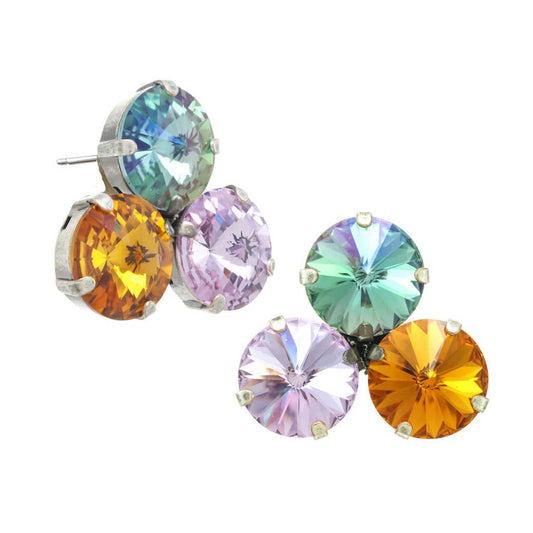 TOVA Reya Sunrise Mix Three Stone Earrings