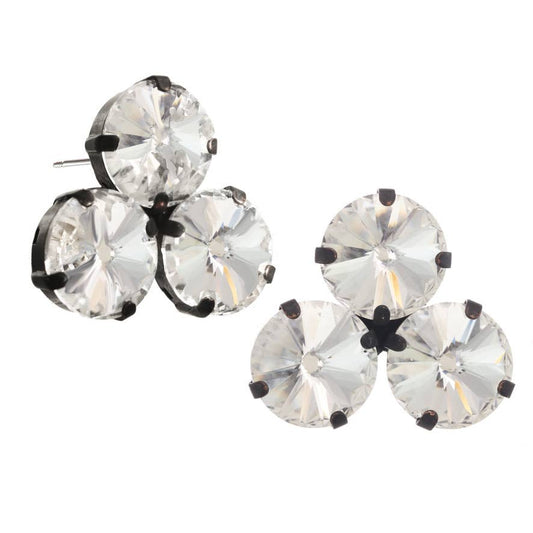 TOVA Reya Clear Three Stone Earrings