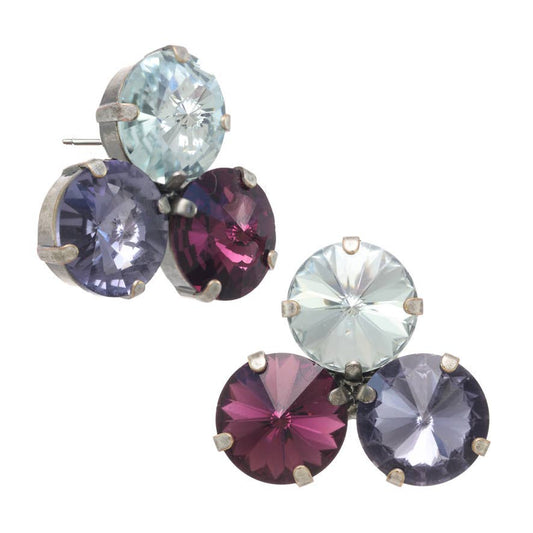 TOVA Reya Purple Mix Three Stone Earrings