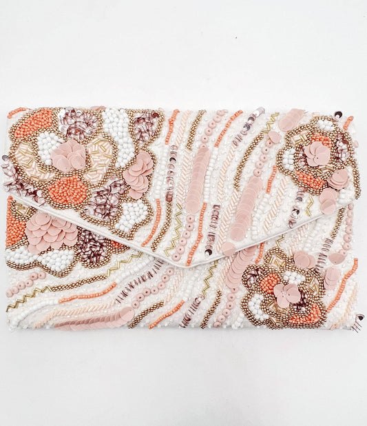 Shades of Peach Beaded Clutch | Uniquely Claudia Boutique 