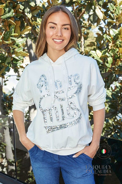 Women's Hoodies | Amore Mio Sequined Sweatshirt Hoodie | Uniquely Claudia Boutique